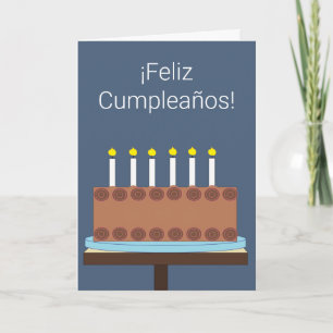 Carte Joyeux anniversaire en espagnol : gris bleu