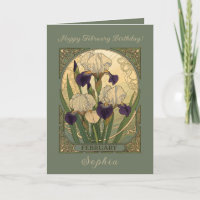Joyeux anniversaire en février Iris Fleurs