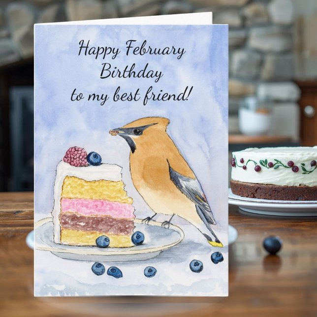 Carte Joyeux Anniversaire en Février Oiseau Ami (Créateur téléchargé)