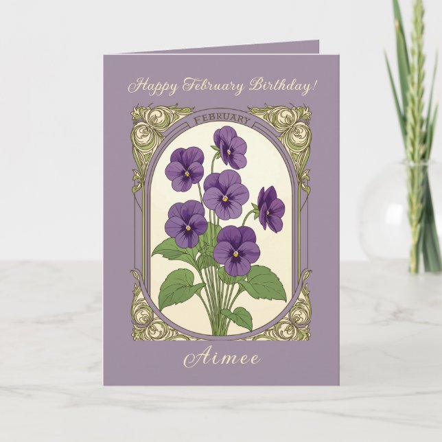 Carte Joyeux anniversaire en février Viola Flowers (Devant)