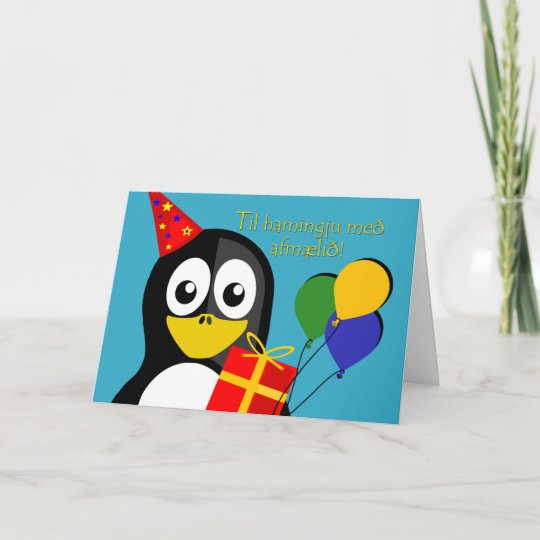 Carte Joyeux Anniversaire En Islandais Mignon Pingouin Zazzle Fr