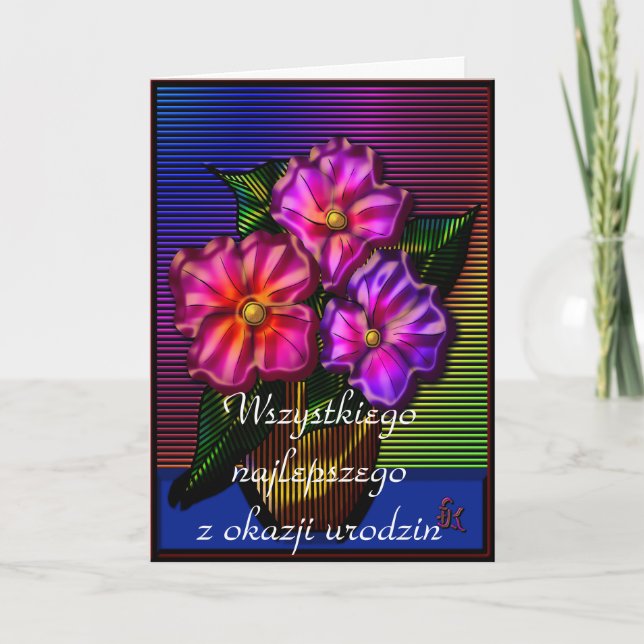 Carte Joyeux anniversaire en polonais (Devant)