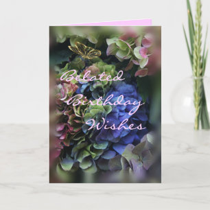 Carte Joyeux Anniversaire en retard - hydrangea 5409-per