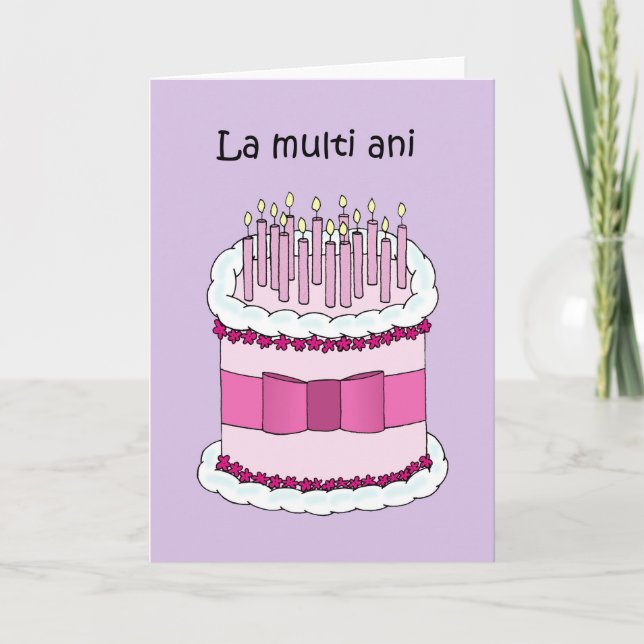 Carte Joyeux anniversaire en roumain Cartoon Cake (Devant)
