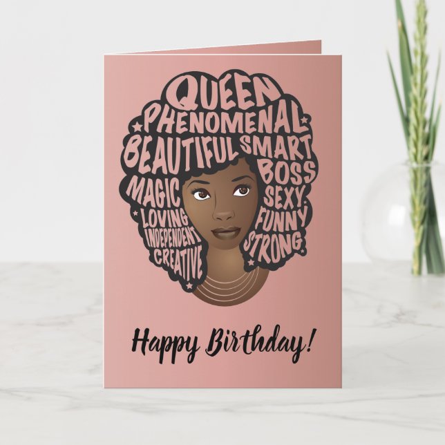 Carte Joyeux anniversaire, encourageant les femmes noire (Devant)
