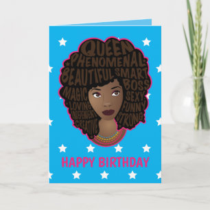 Carte Joyeux anniversaire, encourageant les femmes noire