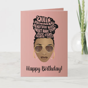 Carte Joyeux anniversaire, encourageant les femmes noire