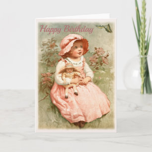 Carte Joyeux anniversaire - Enfant Holding Doll Design V