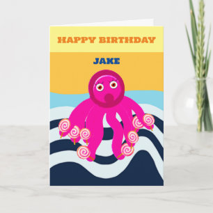 Carte Joyeux Anniversaire enfants pieuvre