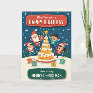 Carte Joyeux anniversaire et joyeël Noel