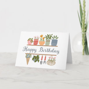 Carte Joyeux Anniversaire Étagère de Jardin Plantes d'In