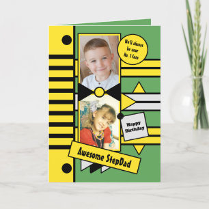 Carte Joyeux Anniversaire Étape Papa jaune vert photo