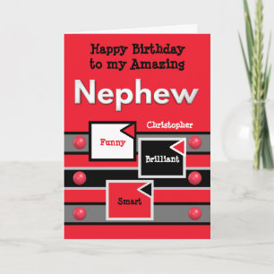 Carte Joyeux anniversaire Extraordinaire Nephew rouge gr