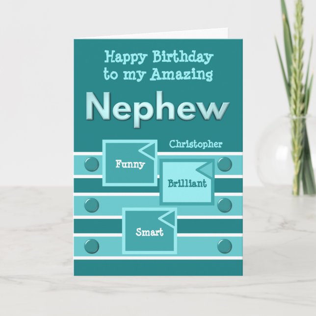 Carte Joyeux anniversaire Extraordinaire Nephew vert tur (Devant)