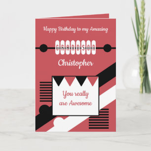 Carte Joyeux anniversaire extraordinaire petit-fils roug