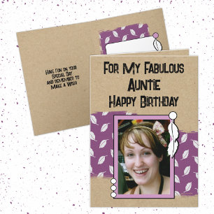 Carte Joyeux Anniversaire fabuleuse tante photo violet
