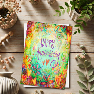 Carte Joyeux Anniversaire Fantaisie Florale Jolie 
