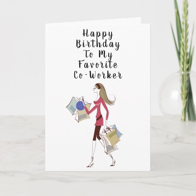 CARTE JOYEUX ANNIVERSAIRE *FAVORITE CO-WORKER" (Devant)