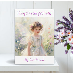 Carte Joyeux Anniversaire Fée Fleur Thème Personnalisé