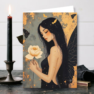 Carte Joyeux Anniversaire     Fée Gothique et Rose