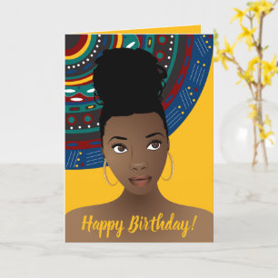 Carte Joyeux anniversaire ! Femme noire, Inspiré Tribal,