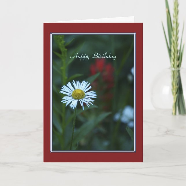 Carte Joyeux Anniversaire, Fête Blanche, Vert avec Front (Devant)