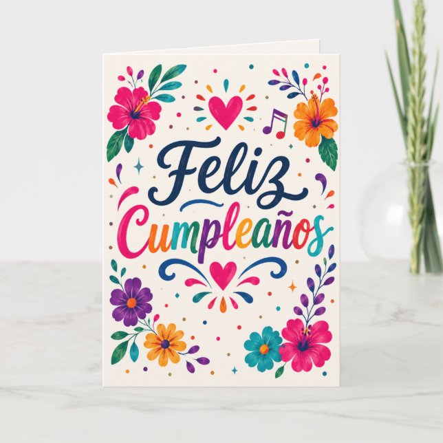 Carte Joyeux Anniversaire Fête Florale Espagnole Anniver (Devant)