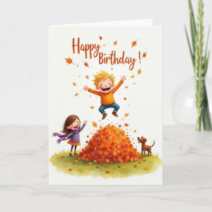 Carte Joyeux Anniversaire Feuilles d'Automne