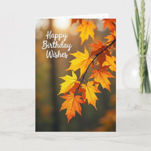 Carte Joyeux Anniversaire Feuilles Fougueuses