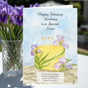Carte Joyeux Anniversaire Février Iris Gâteau d'annivers