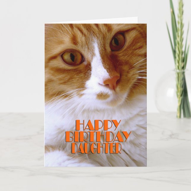 Carte Joyeux Anniversaire Fille Chat Douce (Devant)