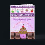 Carte Joyeux Anniversaire Fille, Je vous souhaite un Mag<br><div class="desc">Joyeux Anniversaire personnalisé Fille,  Je vous souhaite un anniversaire magique. Un mignon cupcake au chocolat violet fantaisiste avec des paillettes de bonbons roses et violets.</div>