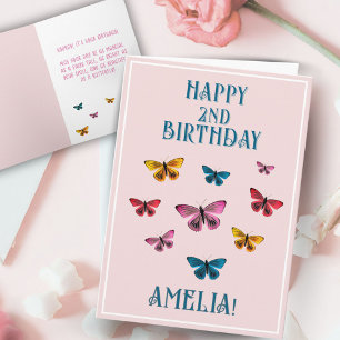 Carte Joyeux Anniversaire Fille Papillon Rose Mignon