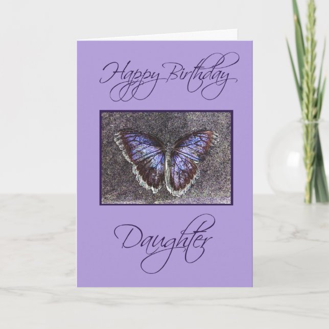Carte Joyeux anniversaire fille-papillon/violet (Devant)
