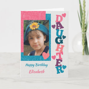 Carte Joyeux anniversaire fille rose et bleu photo