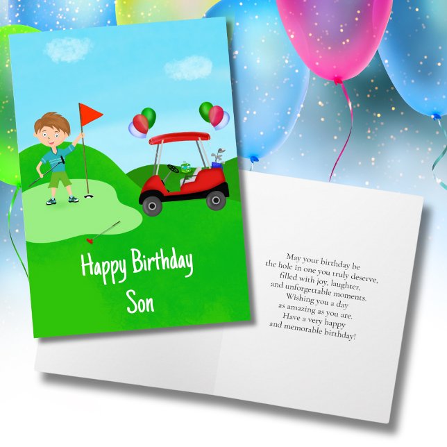 Carte Joyeux Anniversaire Fils Garçon Golfeur Sur Parcou (Créateur téléchargé)