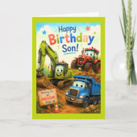 Joyeux Anniversaire Fils Machines de Construction