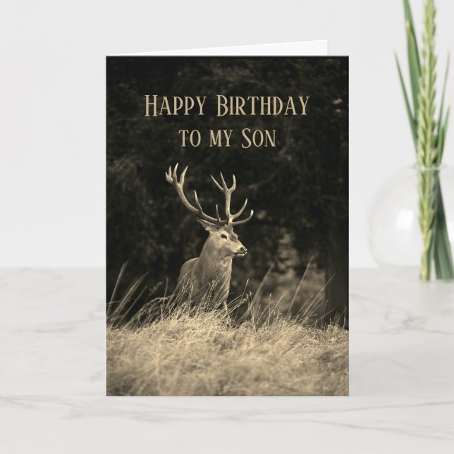 Carte Joyeux Anniversaire Fils Merveilleux Vintage Deer  (Devant)