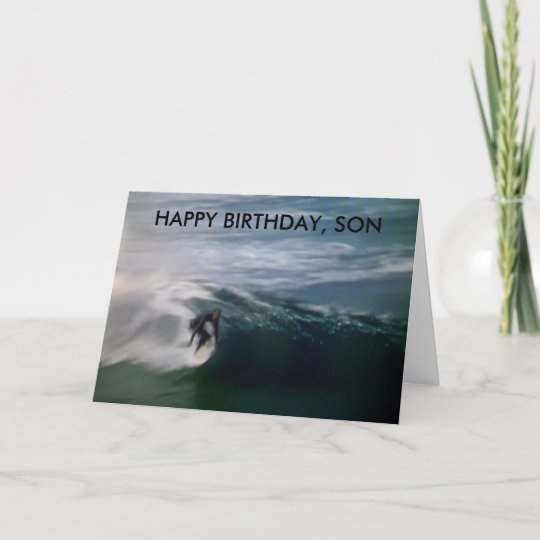 Carte Joyeux Anniversaire Fils Surfant A La Plage Zazzle Fr