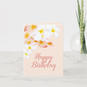 Carte Joyeux Anniversaire Fleur de Plumeria Frangipanier