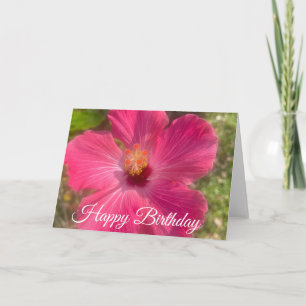 Carte Joyeux Anniversaire Fleur d'Hibiscus Rose Floral
