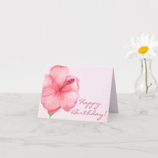 Carte Joyeux anniversaire | Fleur d'Hibiscus tropical (Petite plante)