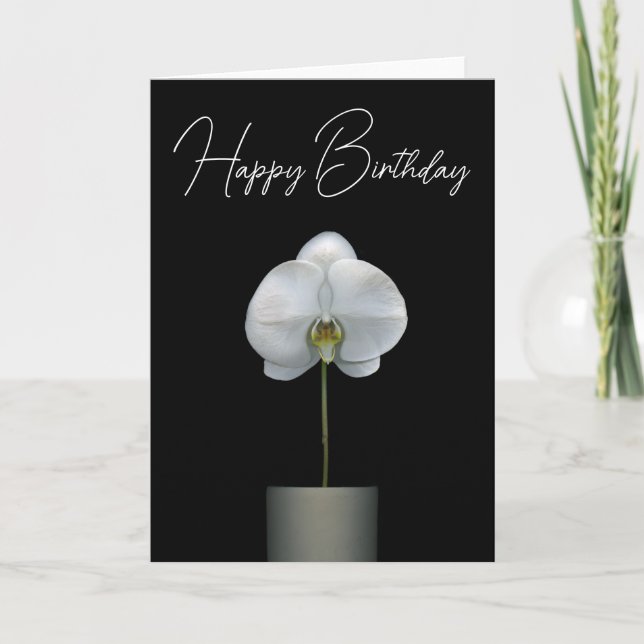 Carte Joyeux Anniversaire | Fleur d'Orchidée Blanche (Devant)