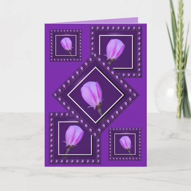 Carte Joyeux Anniversaire Fleur Élégante de Printemps  (Devant)