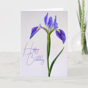 Carte Joyeux anniversaire Fleur Iris Violet
