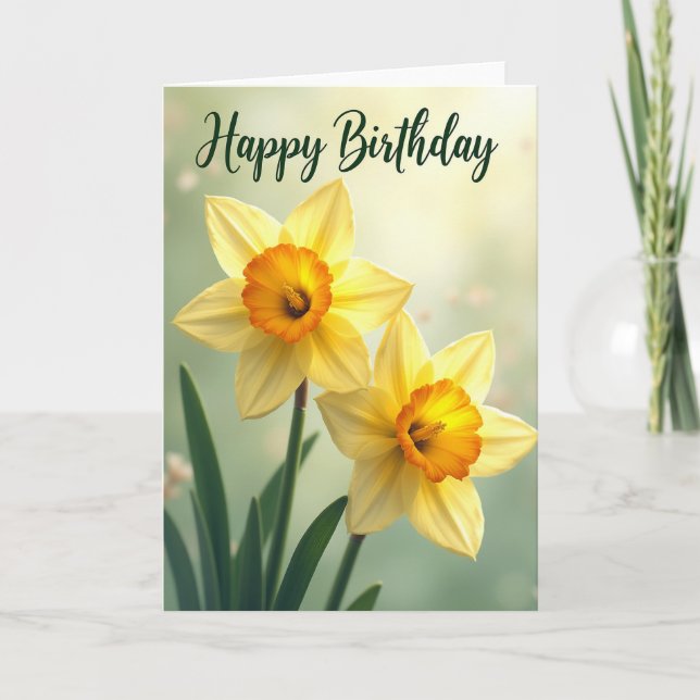 Carte Joyeux Anniversaire Fleur Jaune (Devant)