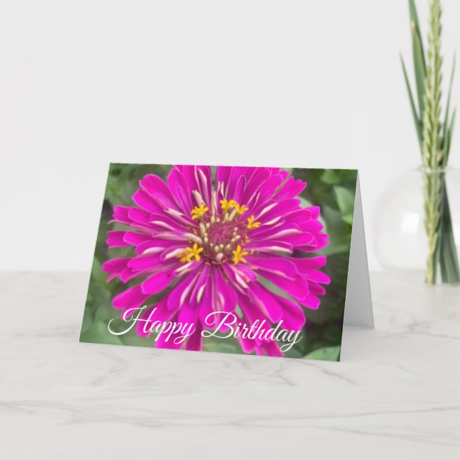 Carte Joyeux Anniversaire Fleur Rose Jaune (Devant)