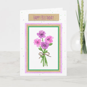 Carte Joyeux Anniversaire Fleurs Aquarelle
