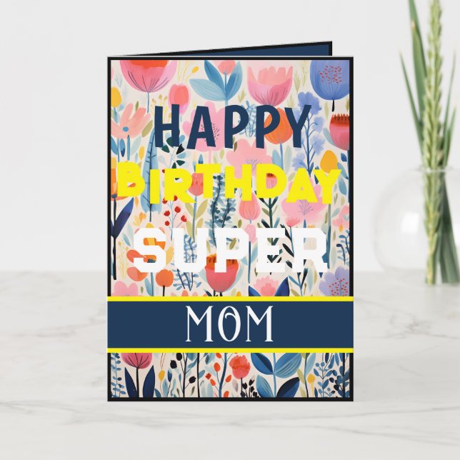 Carte Joyeux Anniversaire Fleurs Bleues Spécial (Devant)
