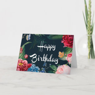 Carte Joyeux anniversaire, fleurs colorées,
